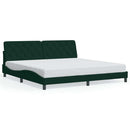 vidaXL sötétzöld bársony ágykeret LED-ekkel matrac nélkül 200 x 200 cm