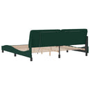 vidaXL sötétzöld bársony ágykeret LED-ekkel matrac nélkül 200 x 200 cm