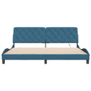 vidaXL kék bársony ágykeret LED-ekkel matrac nélkül 200 x 200 cm