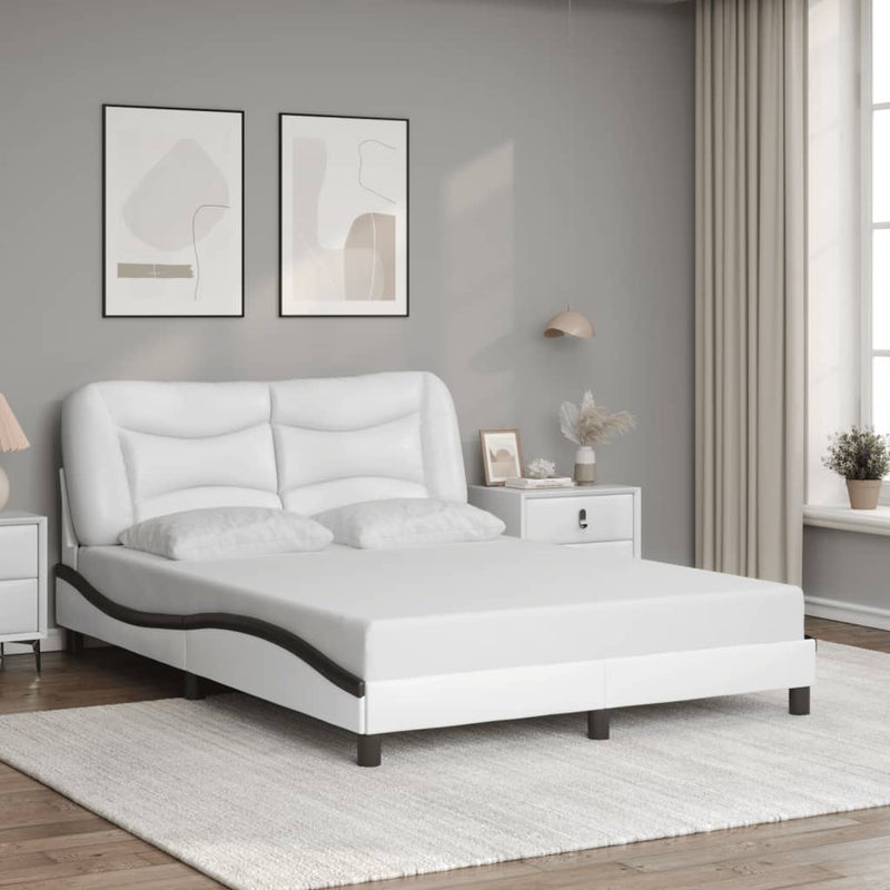 vidaXL fehér és fekete ágykeret LED-ekkel matrac nélkül Hvar 120 x 200 cm