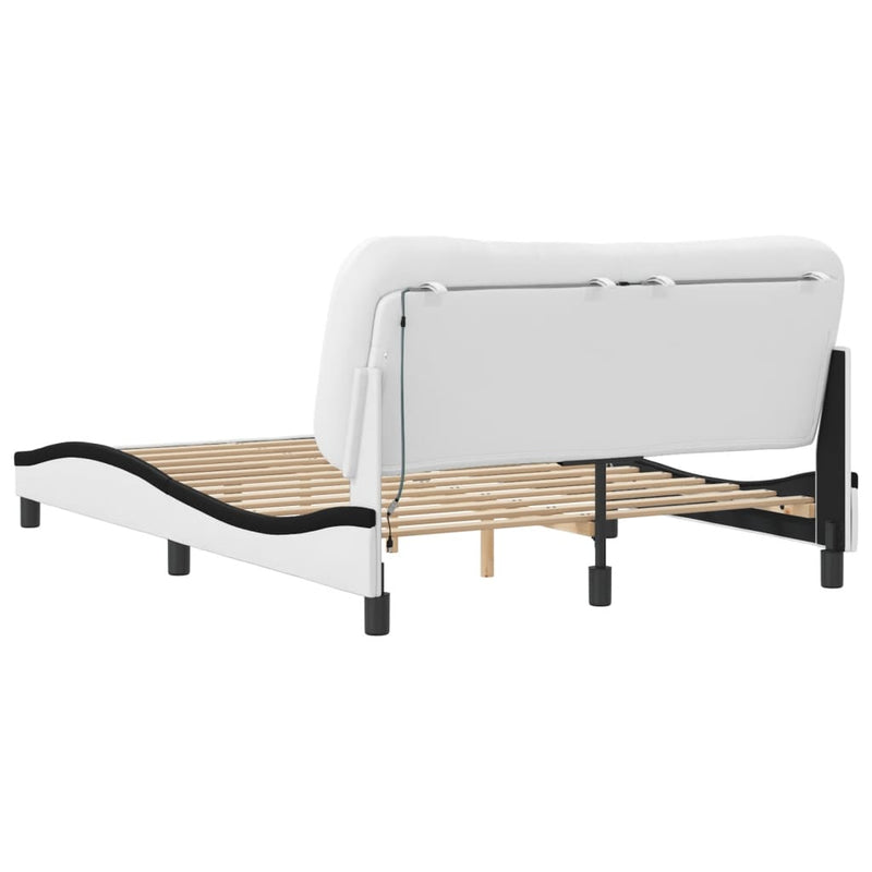 vidaXL fehér és fekete ágykeret LED-ekkel matrac nélkül Hvar 120 x 200 cm