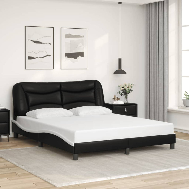 vidaXL fekete és fehér ágykeret LED-ekkel matrac nélkül Hvar 160 x 200 cm