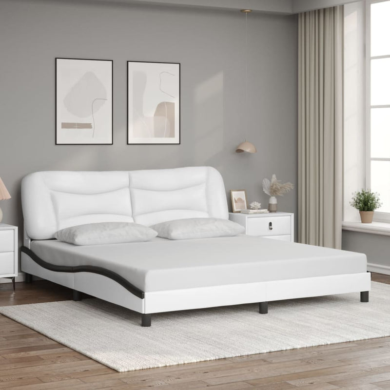 vidaXL fehér és fekete ágykeret LED-ekkel matrac nélkül Hvar 180 x 200 cm