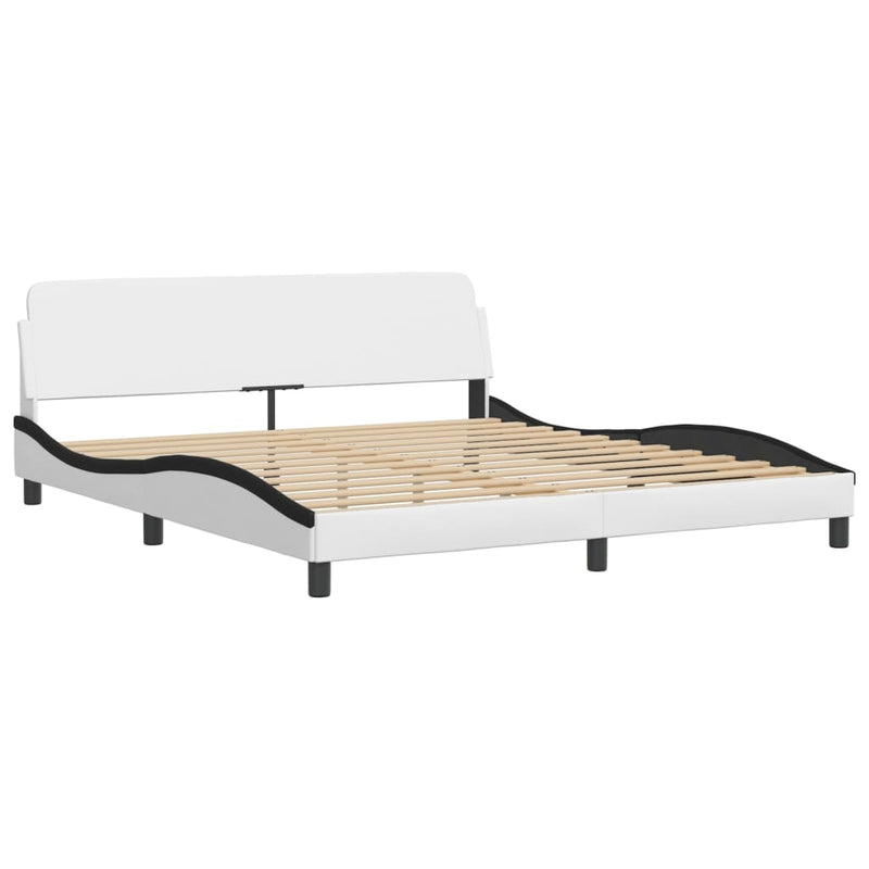 vidaXL fehér és fekete ágykeret LED-ekkel matrac nélkül Hvar 180 x 200 cm