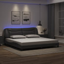 vidaXL szürke ágykeret LED-ekkel matrac nélkül Hvar 200 x 200 cm