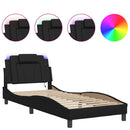 vidaXL fekete ágykeret Viana LED-ekkel matrac nélkül 90x190 cm