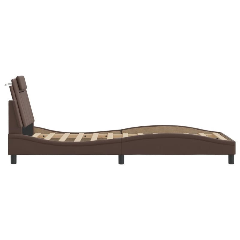vidaXL barna ágykeret Viana LED-ekkel matrac nélkül 90x190 cm