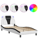 vidaXL fehér és fekete ágykeret Viana LED-ekkel matrac nélkül 90x190 cm