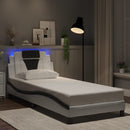 vidaXL fehér és fekete ágykeret Viana LED-ekkel matrac nélkül 90x190 cm