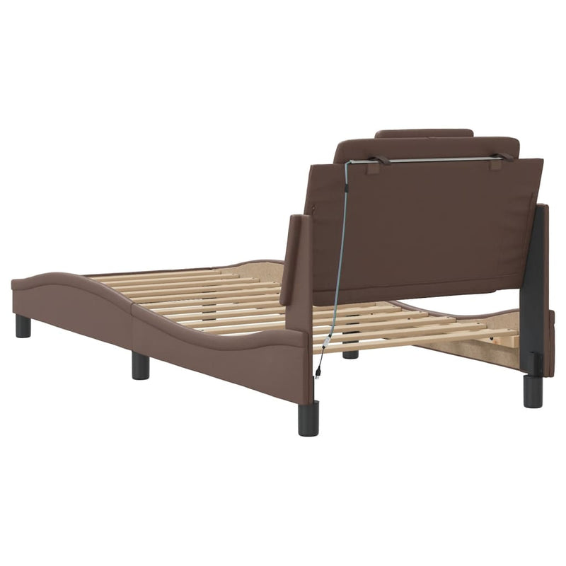 vidaXL barna ágykeret Viana LED-ekkel matrac nélkül 90 x 200 cm