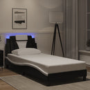 vidaXL fekete és fehér ágykeret Viana LED-ekkel matrac nélkül 90 x 200 cm