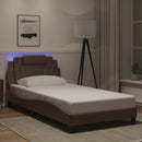 vidaXL barna ágykeret Viana LED-ekkel matrac nélkül 100 x 200 cm