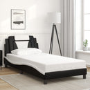vidaXL fekete és fehér ágykeret Viana LED-ekkel matrac nélkül 100 x 200 cm