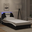 vidaXL fekete és fehér ágykeret Viana LED-ekkel matrac nélkül 100 x 200 cm