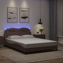 vidaXL barna ágykeret Viana LED-ekkel matrac nélkül 140 x 190 cm