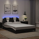 vidaXL fekete és fehér ágykeret Viana LED-ekkel matrac nélkül 140 x 200 cm