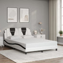 vidaXL fehér és fekete ágykeret Viana LED-ekkel matrac nélkül 140 x 200 cm