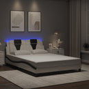 vidaXL fehér és fekete ágykeret Viana LED-ekkel matrac nélkül 140 x 200 cm