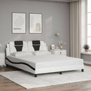 vidaXL fehér és fekete ágykeret Viana LED-ekkel matrac nélkül 160 x 200 cm
