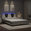 vidaXL fehér és fekete ágykeret Viana LED-ekkel matrac nélkül 160 x 200 cm