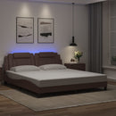 vidaXL barna ágykeret Viana LED-ekkel matrac nélkül 180 x 200 cm