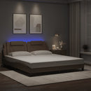 vidaXL kávészínű ágykeret Viana LED-ekkel matrac nélkül 180 x 200 cm