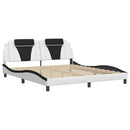 vidaXL fehér és fekete ágykeret Viana LED-ekkel matrac nélkül 180 x 200 cm