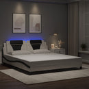vidaXL fehér és fekete ágykeret Viana LED-ekkel matrac nélkül 180 x 200 cm
