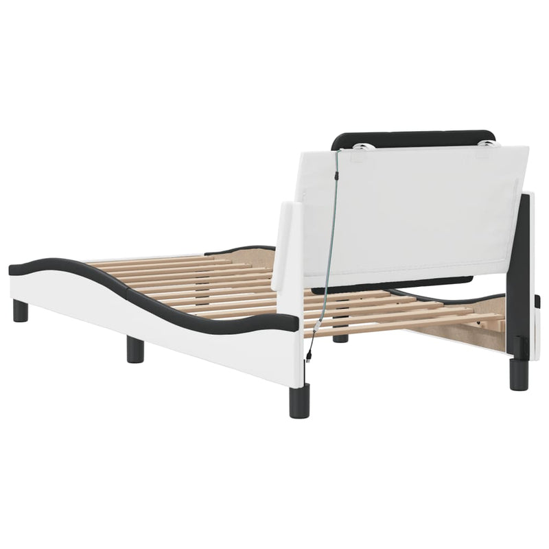 vidaXL fehér és fekete ágykeret LED-ekkel matrac nélkül Zadar 100 x 200 cm