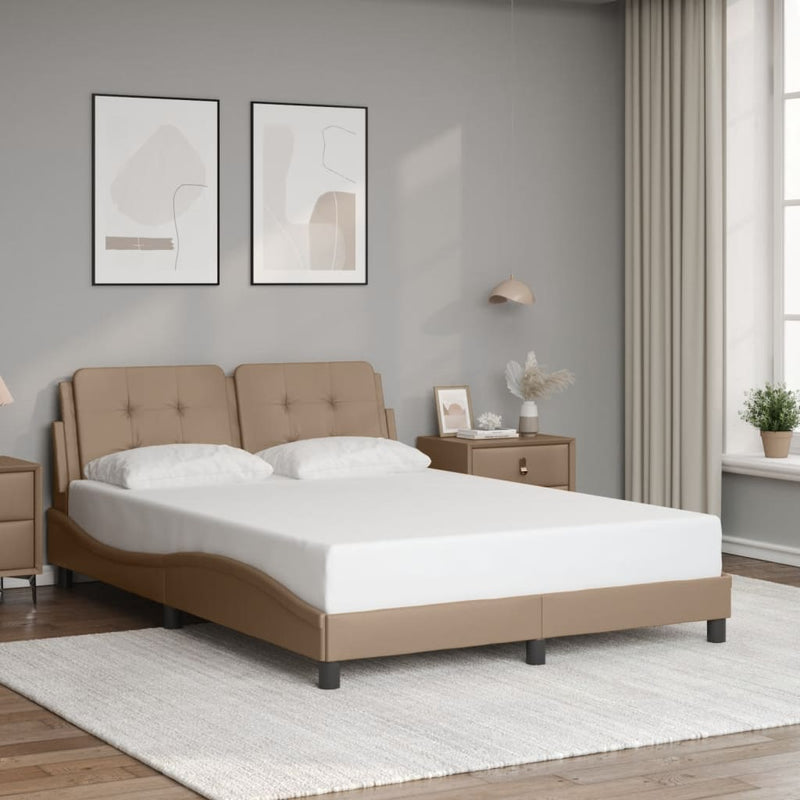 vidaXL cappuccino színű műbőr ágykeret LED-világítással 120 x 200 cm