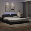 vidaXL fekete ágykeret LED-ekkel matrac nélkül Zadar 200x200 cm