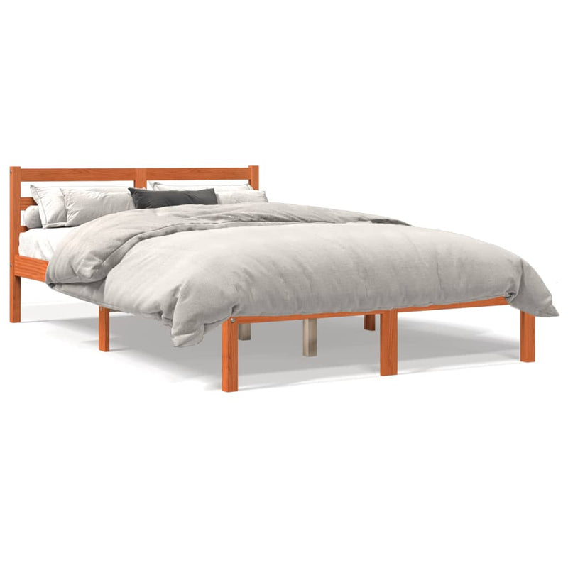 vidaXL viaszbarna tömör fenyőfa ágy matrac nélkül 120 x 200 cm