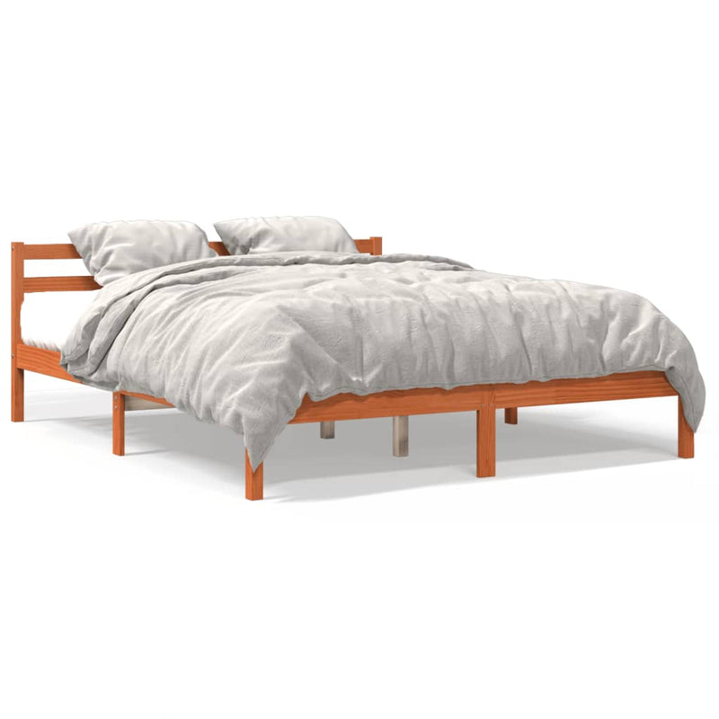 vidaXL viaszbarna tömör fenyőfa ágy matrac nélkül 180 x 200 cm