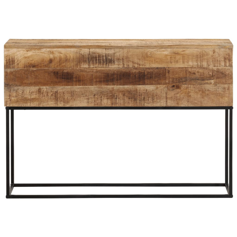 vidaXL tömör nyers mangófa és vas tálalóasztal 110 x 30 x 75 cm