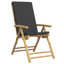 vidaXL 6 db bambusz összecsukható dönthető kerti szék szürke párnával