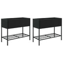 vidaXL 2 db fekete polyrattan kerti ültetőláda polccal 90 x 40 x 75 cm
