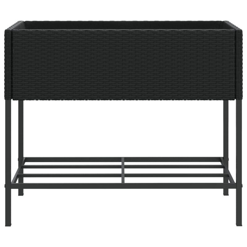 vidaXL 2 db fekete polyrattan kerti ültetőláda polccal 90 x 40 x 75 cm