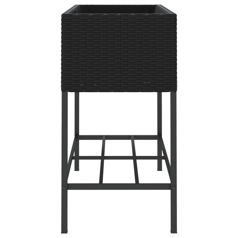 vidaXL 2 db fekete polyrattan kerti ültetőláda polccal 90 x 40 x 75 cm