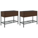 vidaXL 2 db barna polyrattan kerti ültetőláda polccal 90 x 40 x 75 cm
