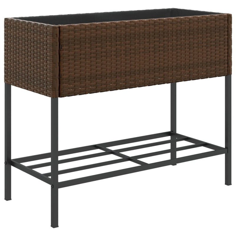 vidaXL 2 db barna polyrattan kerti ültetőláda polccal 90 x 40 x 75 cm