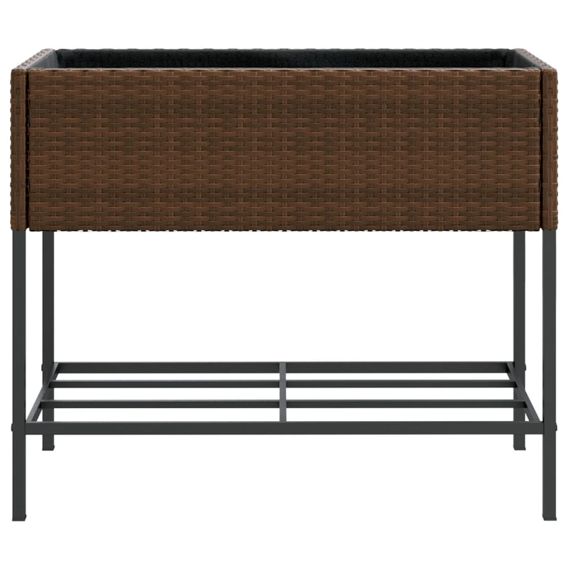 vidaXL 2 db barna polyrattan kerti ültetőláda polccal 90 x 40 x 75 cm