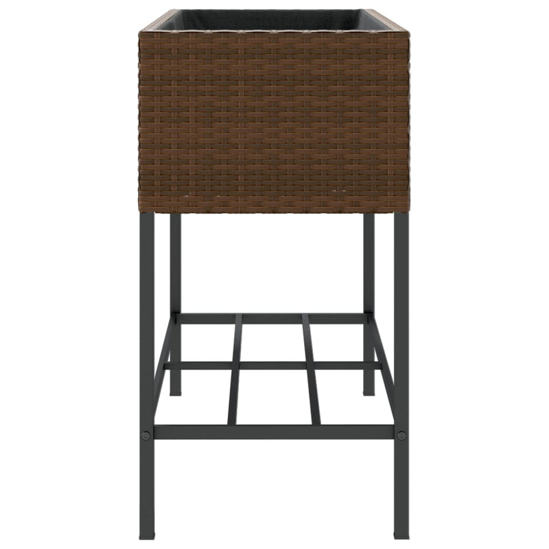 vidaXL 2 db barna polyrattan kerti ültetőláda polccal 90 x 40 x 75 cm