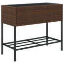 vidaXL 2 db barna polyrattan kerti ültetőláda polccal 90 x 40 x 75 cm