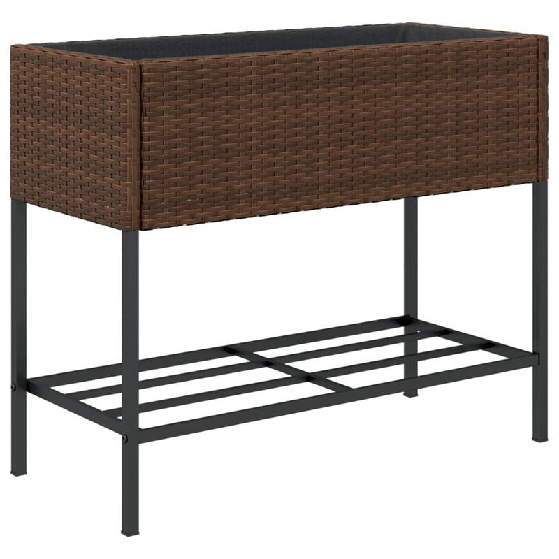 vidaXL 2 db barna polyrattan kerti ültetőláda polccal 90 x 40 x 75 cm