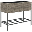 vidaXL 2 db szürke polyrattan kerti ültetőláda polccal 90 x 40 x 75 cm