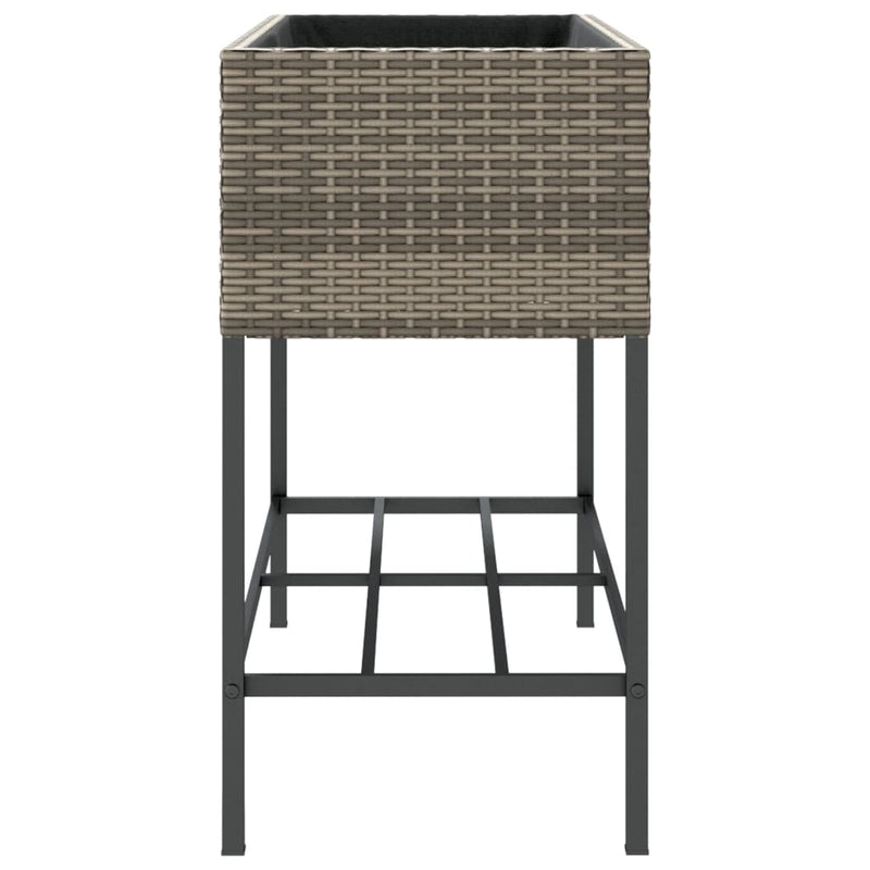vidaXL 2 db szürke polyrattan kerti ültetőláda polccal 90 x 40 x 75 cm