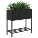 vidaXL 2 db fekete polyrattan kerti ültetőláda polccal 70 x 28 x 70 cm