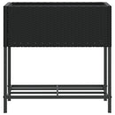 vidaXL 2 db fekete polyrattan kerti ültetőláda polccal 70 x 28 x 70 cm
