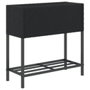 vidaXL 2 db fekete polyrattan kerti ültetőláda polccal 70 x 28 x 70 cm