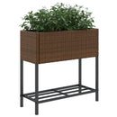 vidaXL 2 db barna polyrattan kerti ültetőláda polccal 70 x 28 x 70 cm